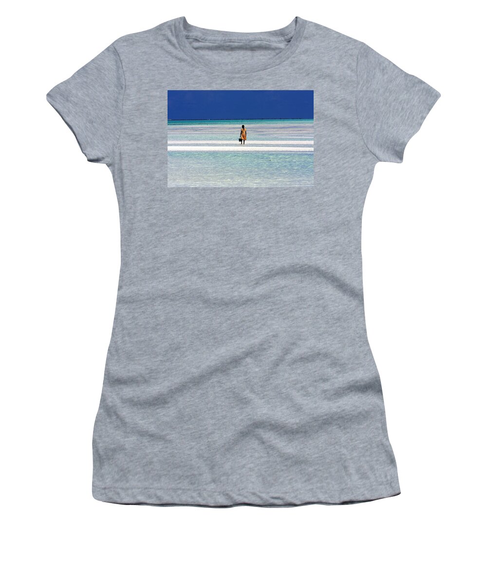 Africa Women's T-Shirt featuring the photograph Collecting Clams In The Indian Ocean by Aidan Moran