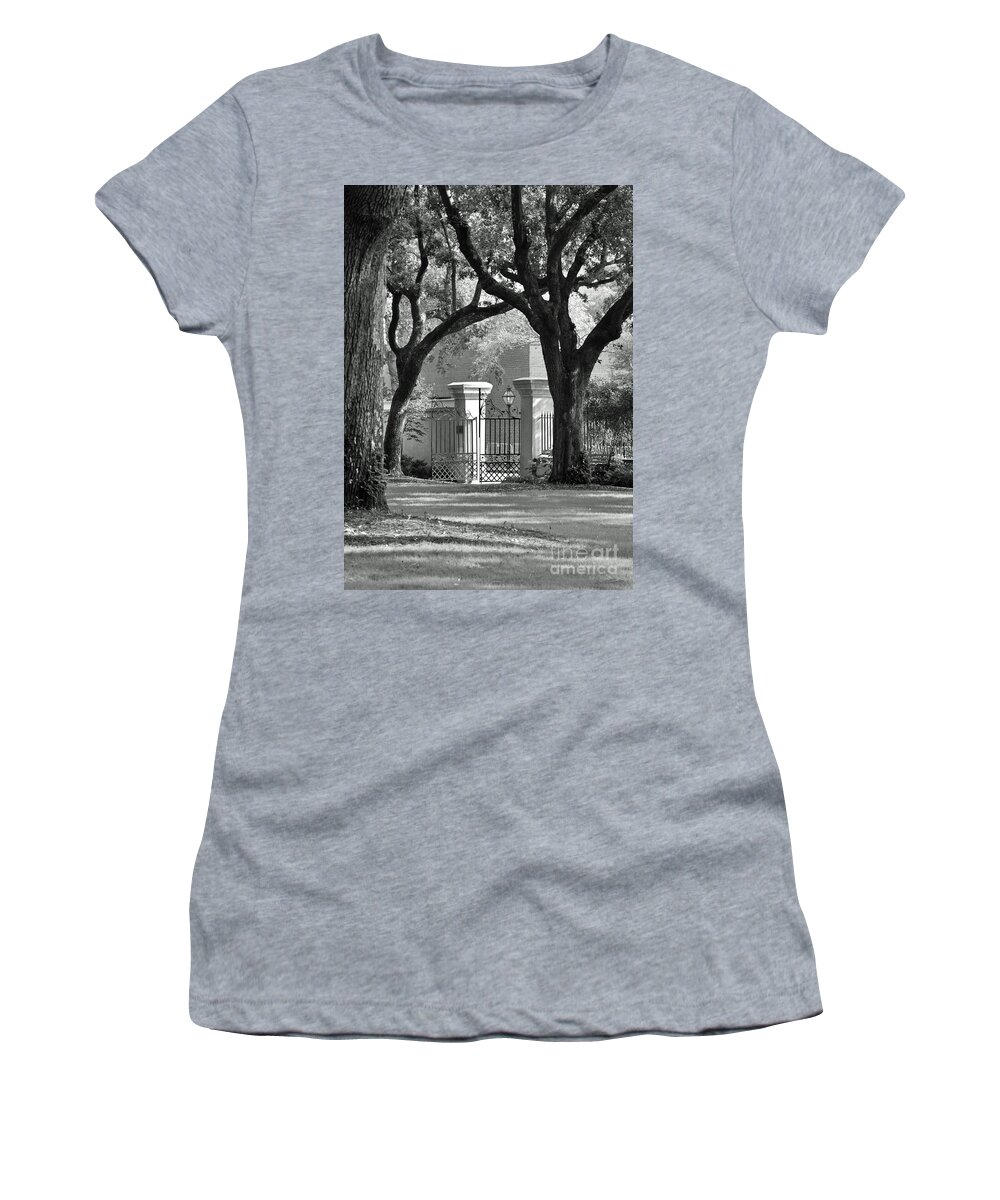 History Women's T-Shirt featuring the photograph College of Charleston Gate by Susan Cliett