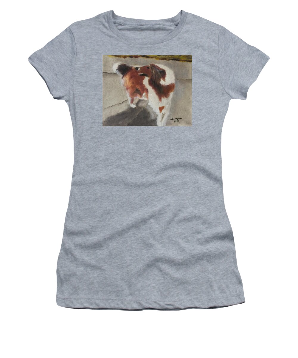 Art Women's T-Shirt featuring the painting Collie by Ryszard Ludynia