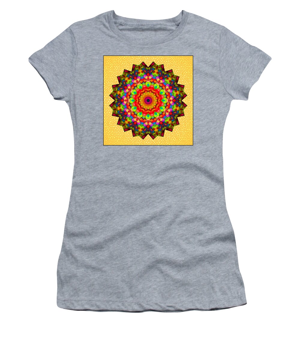 Kaleidoscope Women's T-Shirt featuring the photograph Color Circles Kaleidoscope by Liz Mackney