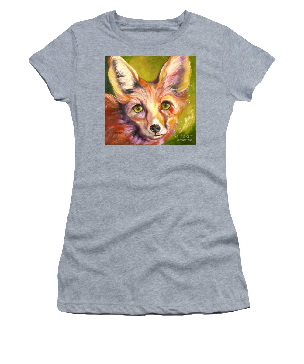 Oil Painting Women's T-Shirt featuring the painting Colorado Fox by Susan A Becker