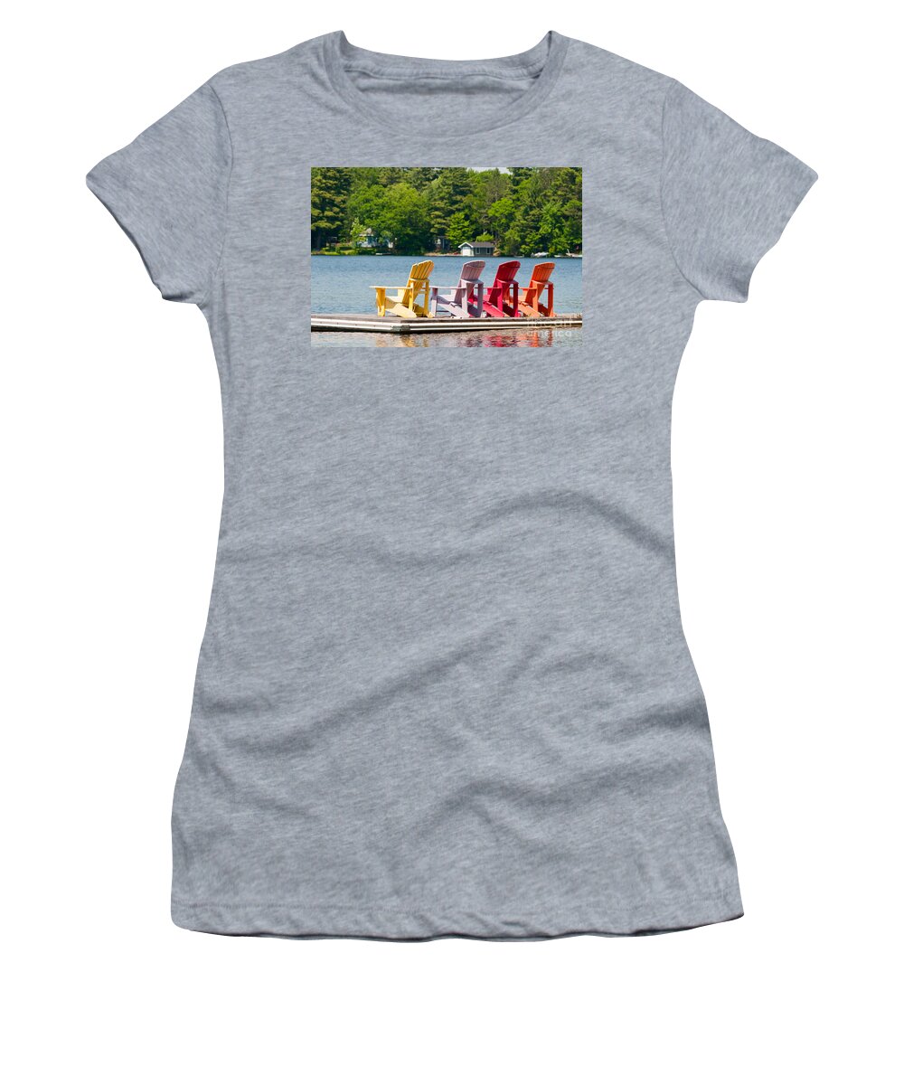 Colors Women's T-Shirt featuring the photograph Colorful chairs by Les Palenik
