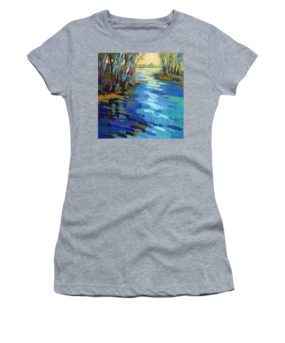 Salmon Women's T-Shirt featuring the painting Colors of Summer 9 by Konnie Kim