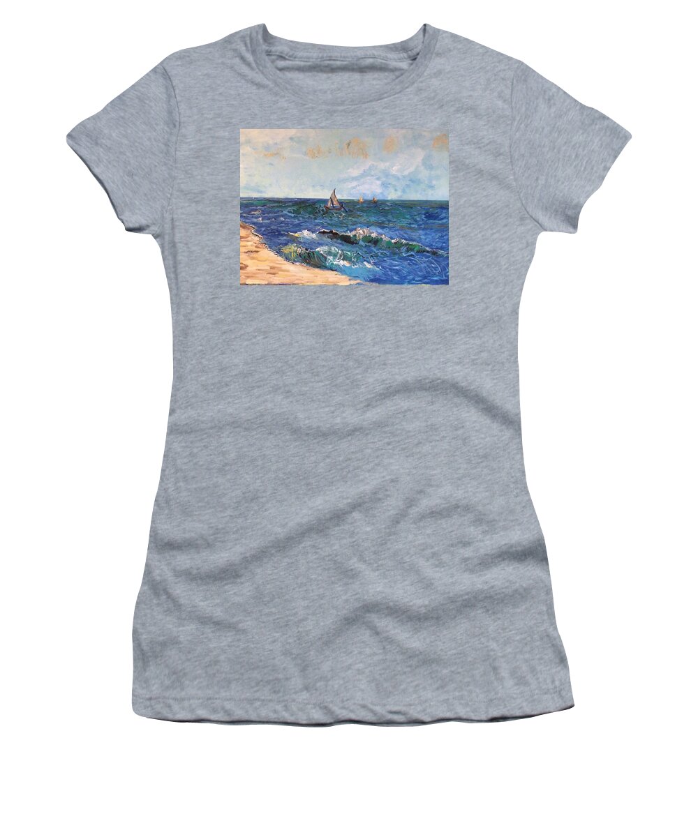 Vangogh Women's T-Shirt featuring the painting Come Sail With Me by Belinda Low