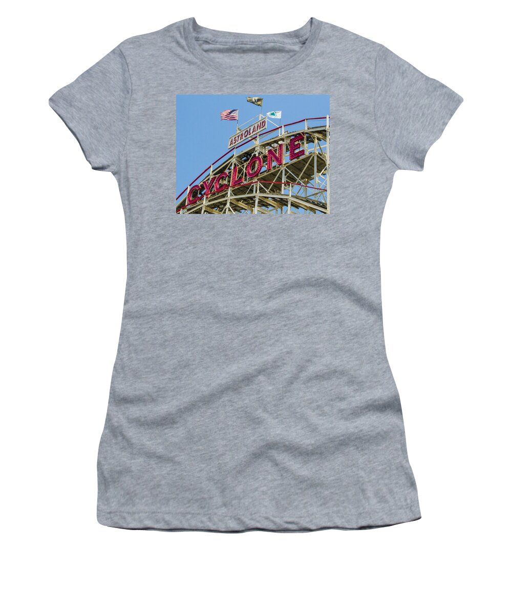 Coney Island Women's T-Shirt featuring the photograph Coney Island Cyclone by Theodore Jones