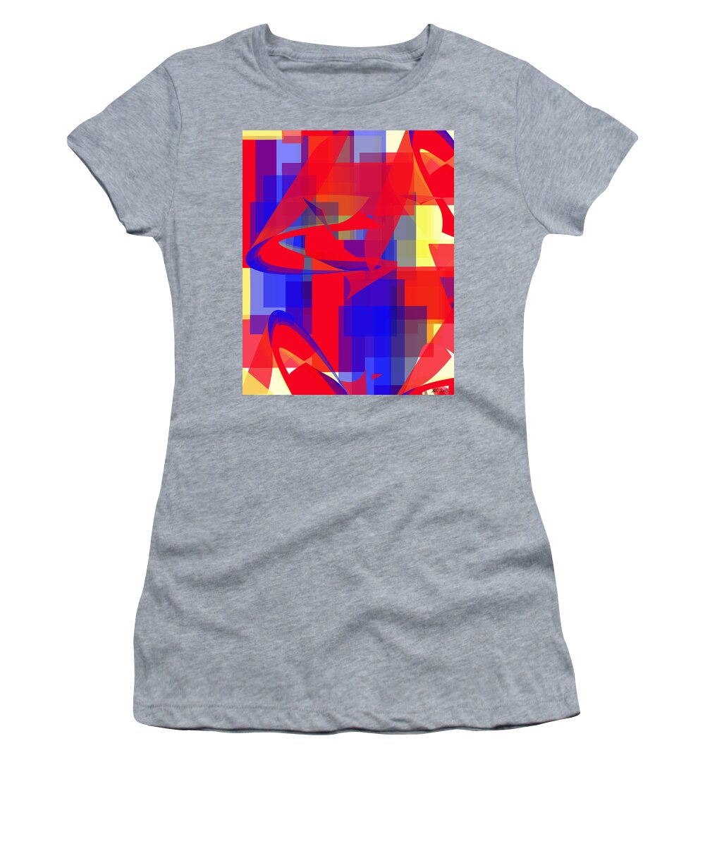 Abstract Women's T-Shirt featuring the digital art Copter Sunrise by Stephanie Grant