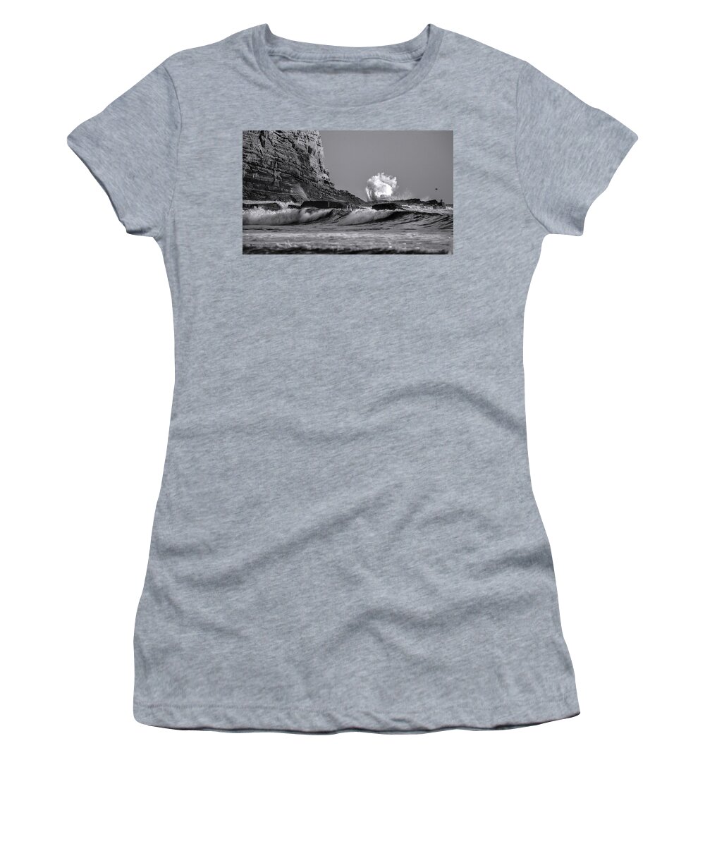 Cabrillo Beach Women's T-Shirt featuring the photograph Crashing Waves at Cabrillo By Denise Dube by Denise Dube