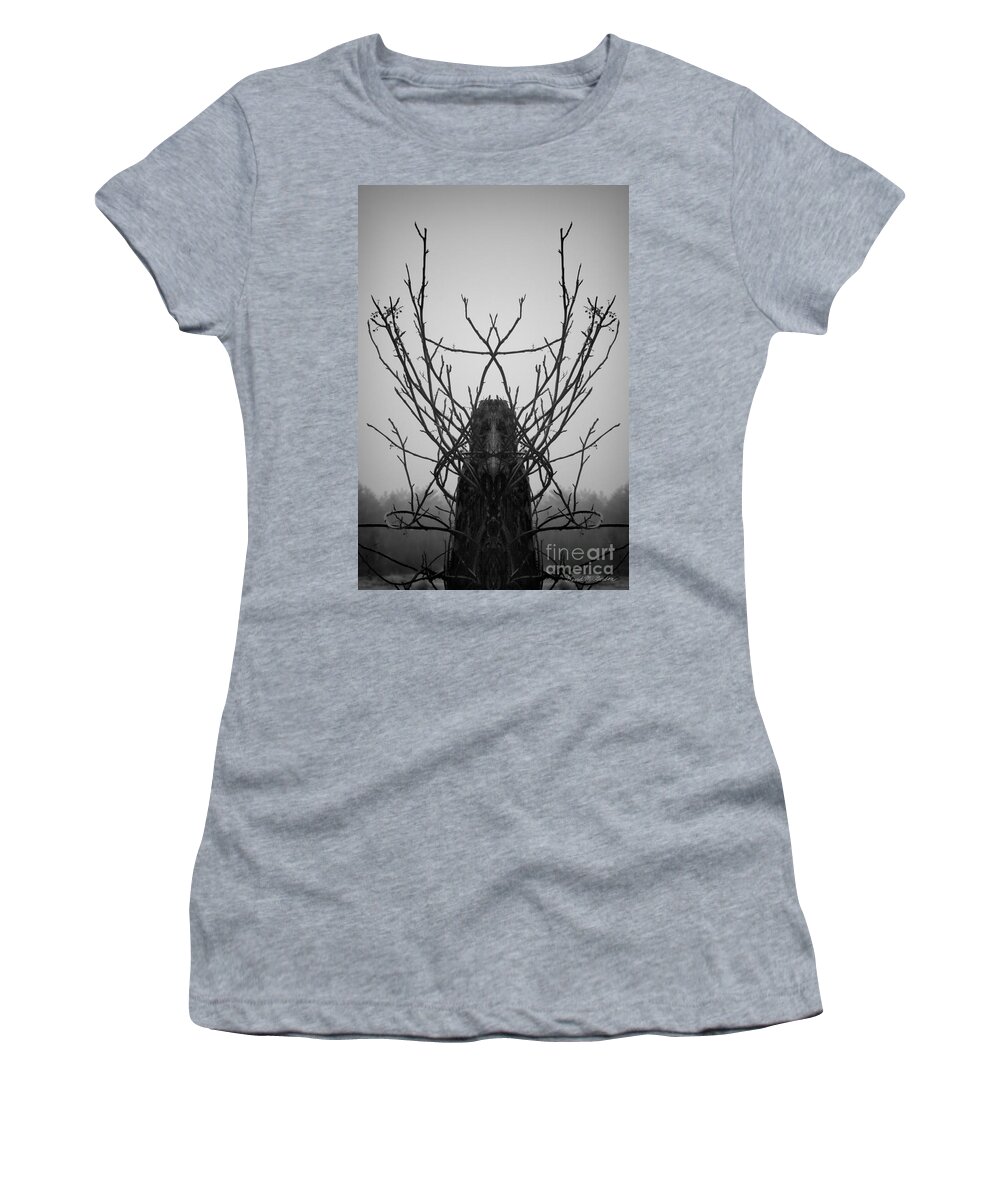 Archetype Women's T-Shirt featuring the photograph Creature of the Wood BW by David Gordon