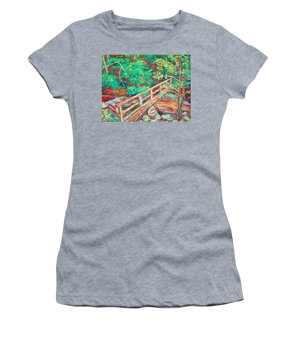 Bridge Women's T-Shirt featuring the painting Creek Bridge by Kendall Kessler