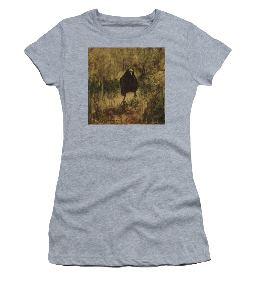 Crow Women's T-Shirt featuring the painting Crow 8 by David Ladmore