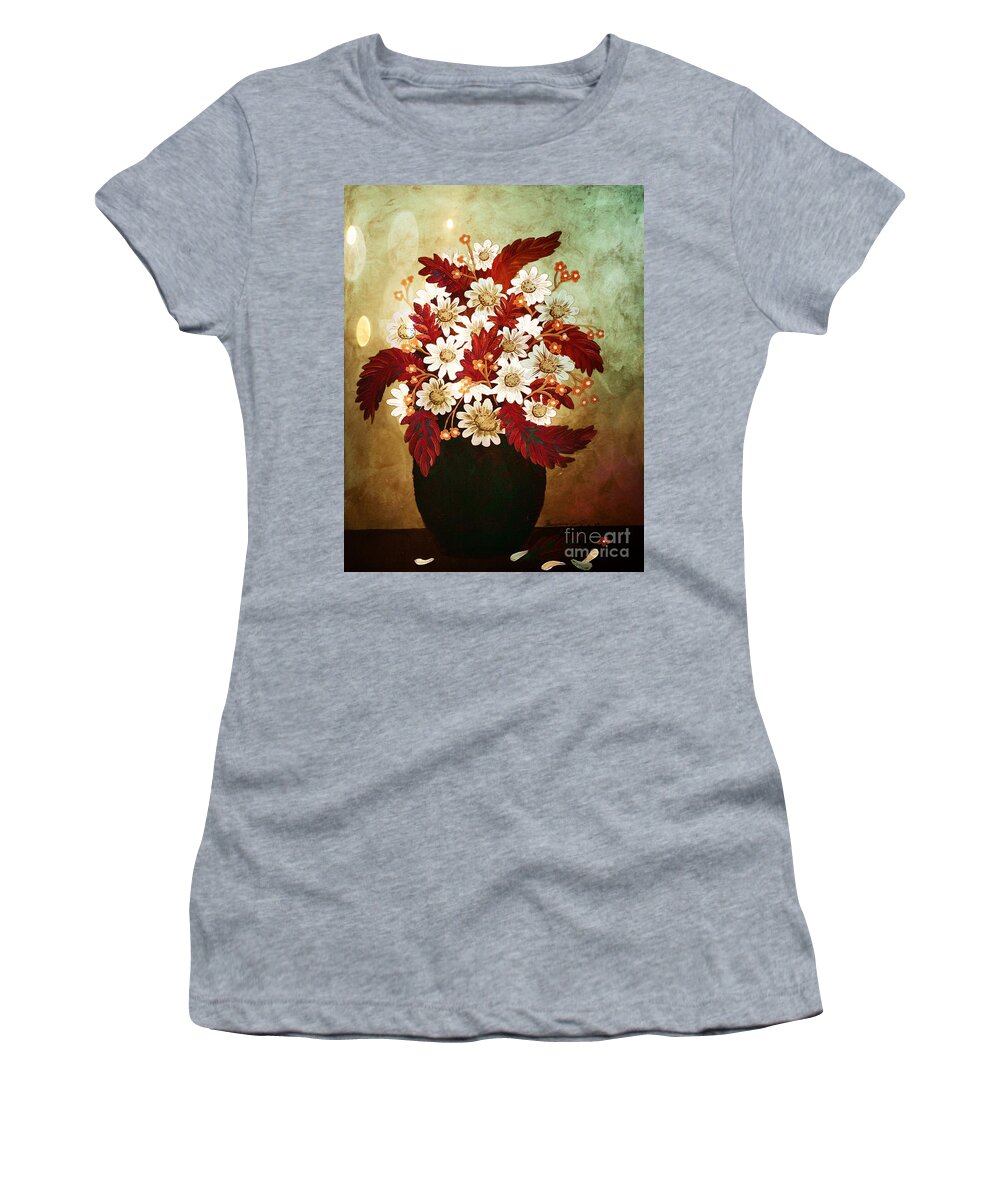 Daisies And Forget Me Nots Infrared Women's T-Shirt featuring the painting Daisies and Forget Me Nots Infrared by Barbara A Griffin