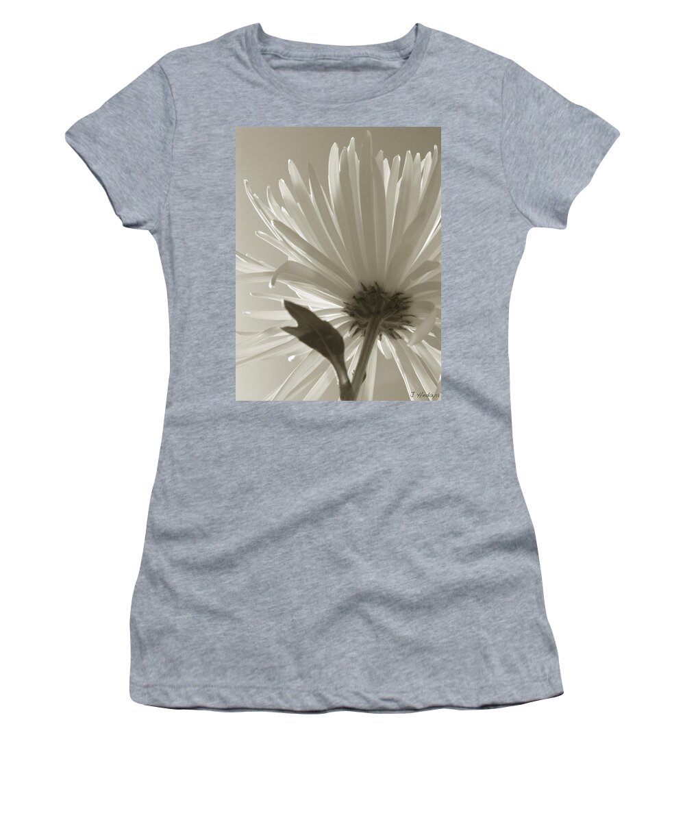 Flowers Women's T-Shirt featuring the photograph Daisy Sepia Abstract by Joseph Hedaya