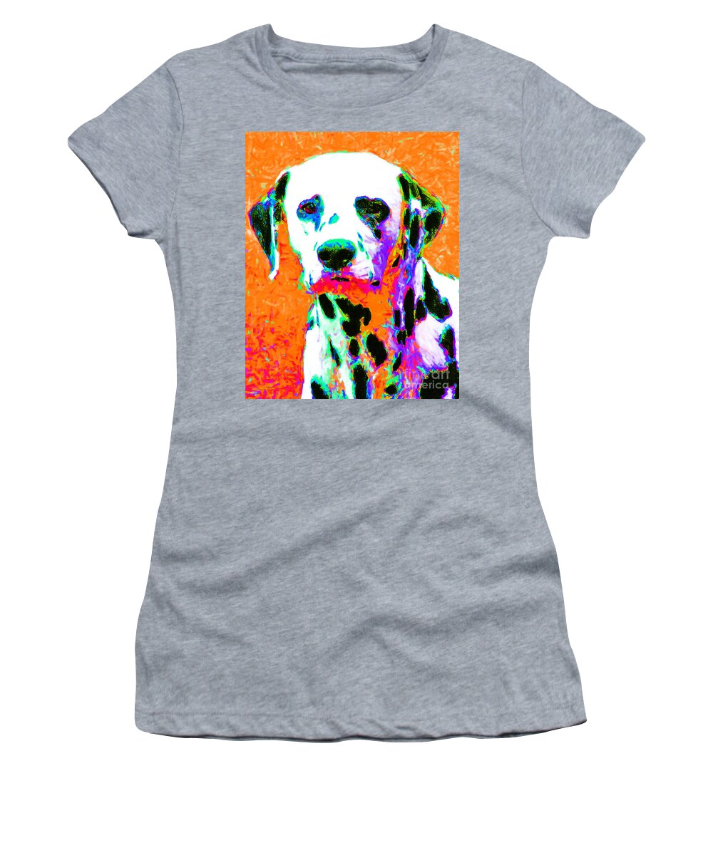 Animal Women's T-Shirt featuring the photograph Dalmation Dog 20130125v2 by Wingsdomain Art and Photography