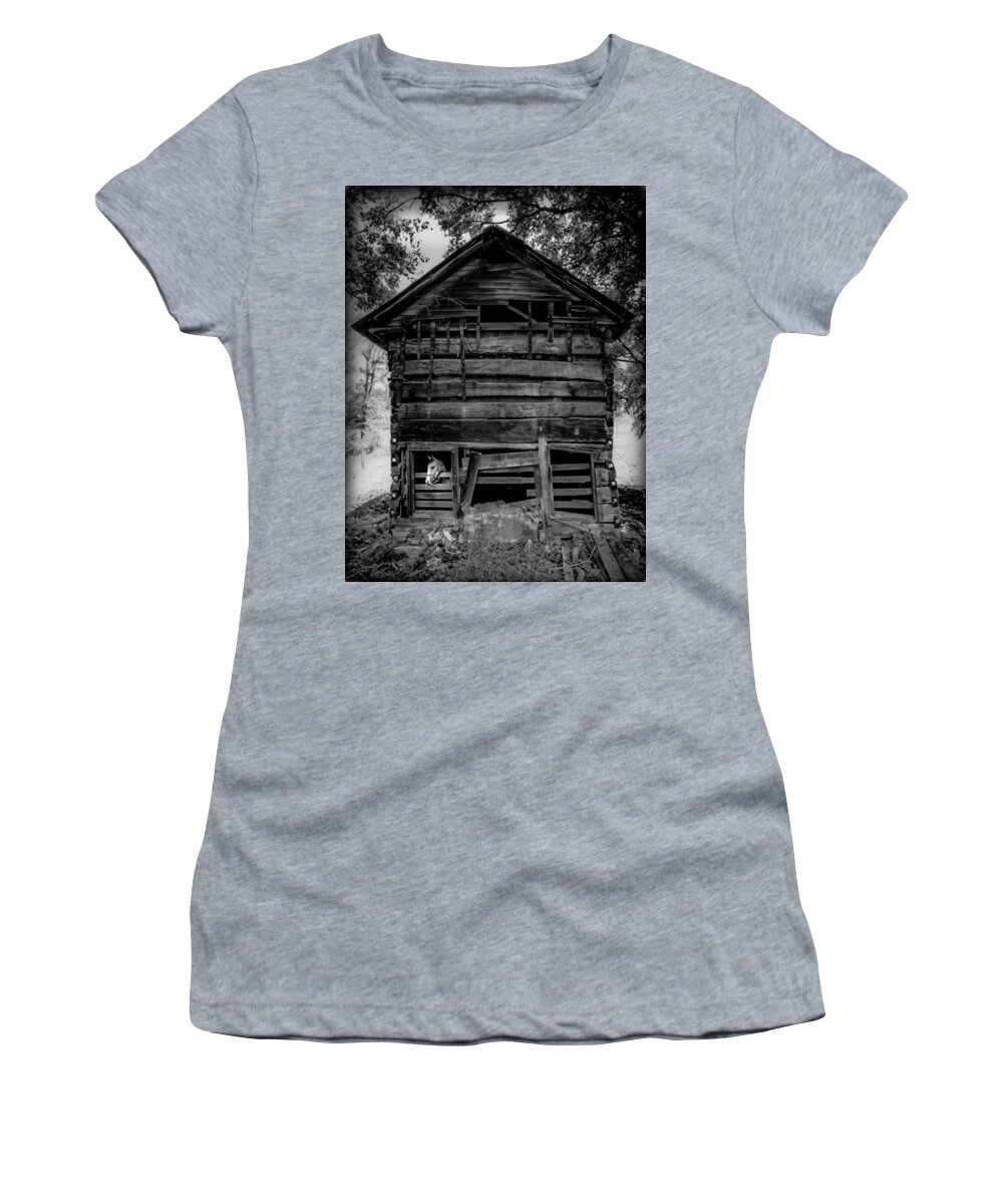 Rustic Cabins Women's T-Shirt featuring the photograph Daniel Boone Cabin by Karen Wiles