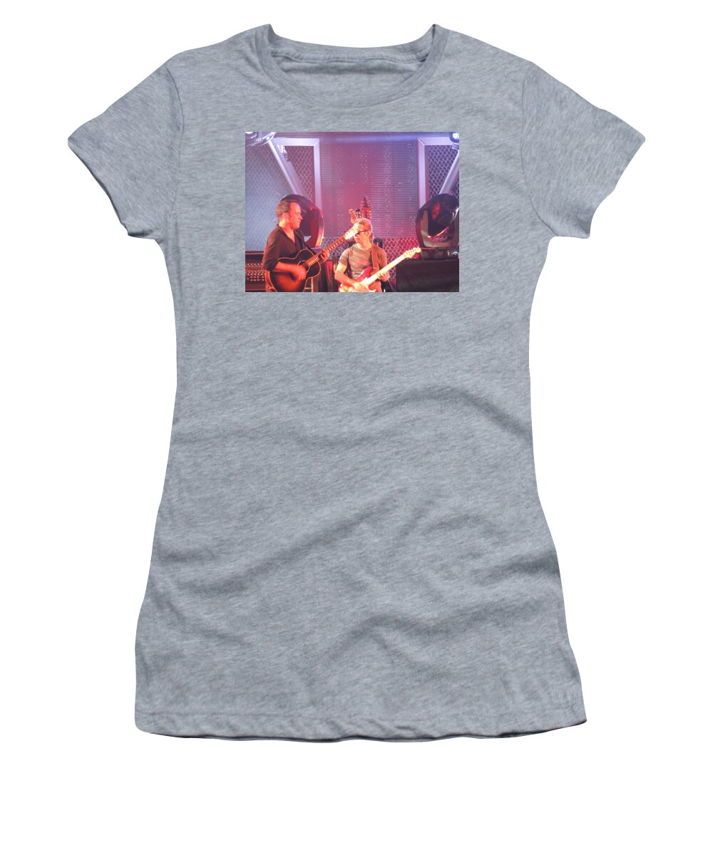 Guitar Playing Women's T-Shirt featuring the photograph Dave and Tim jam on the guitar by Aaron Martens