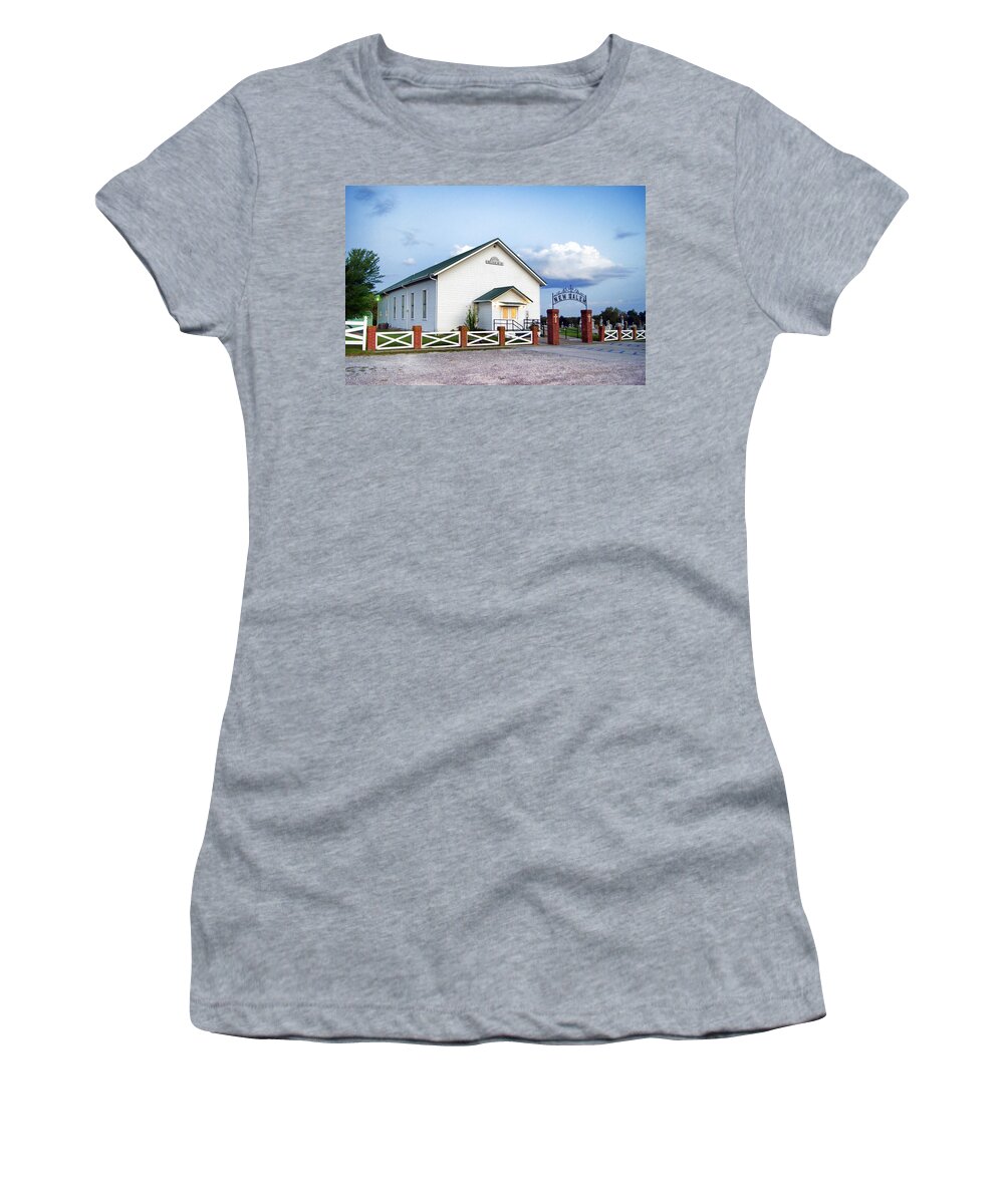 Church Women's T-Shirt featuring the photograph Dawn at New Salem by Cricket Hackmann