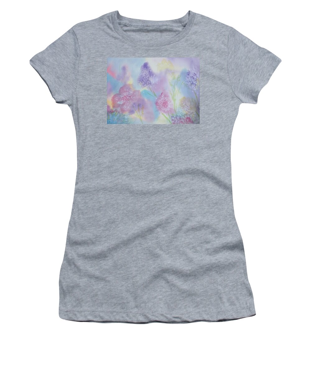 Wildflowers Women's T-Shirt featuring the painting Dawn of the Wildflowers by Ellen Levinson