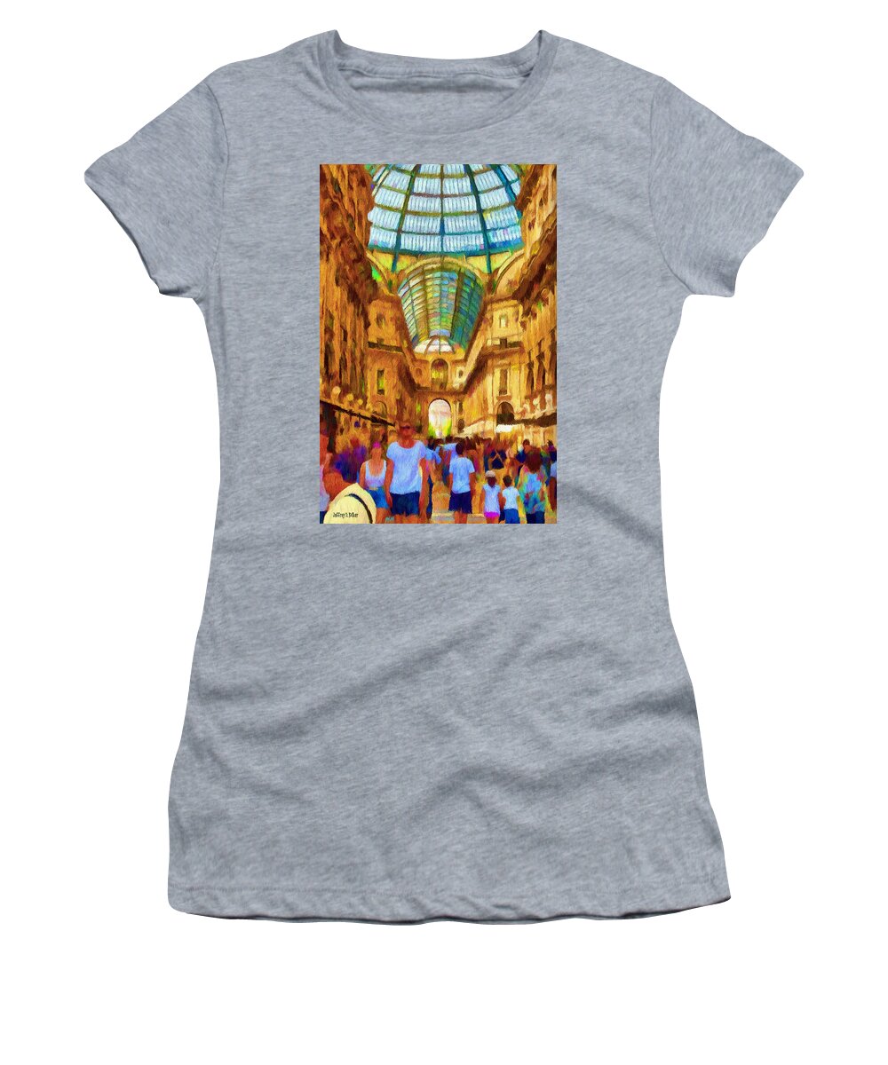 Galleria Women's T-Shirt featuring the painting Day at the Galleria by Jeffrey Kolker
