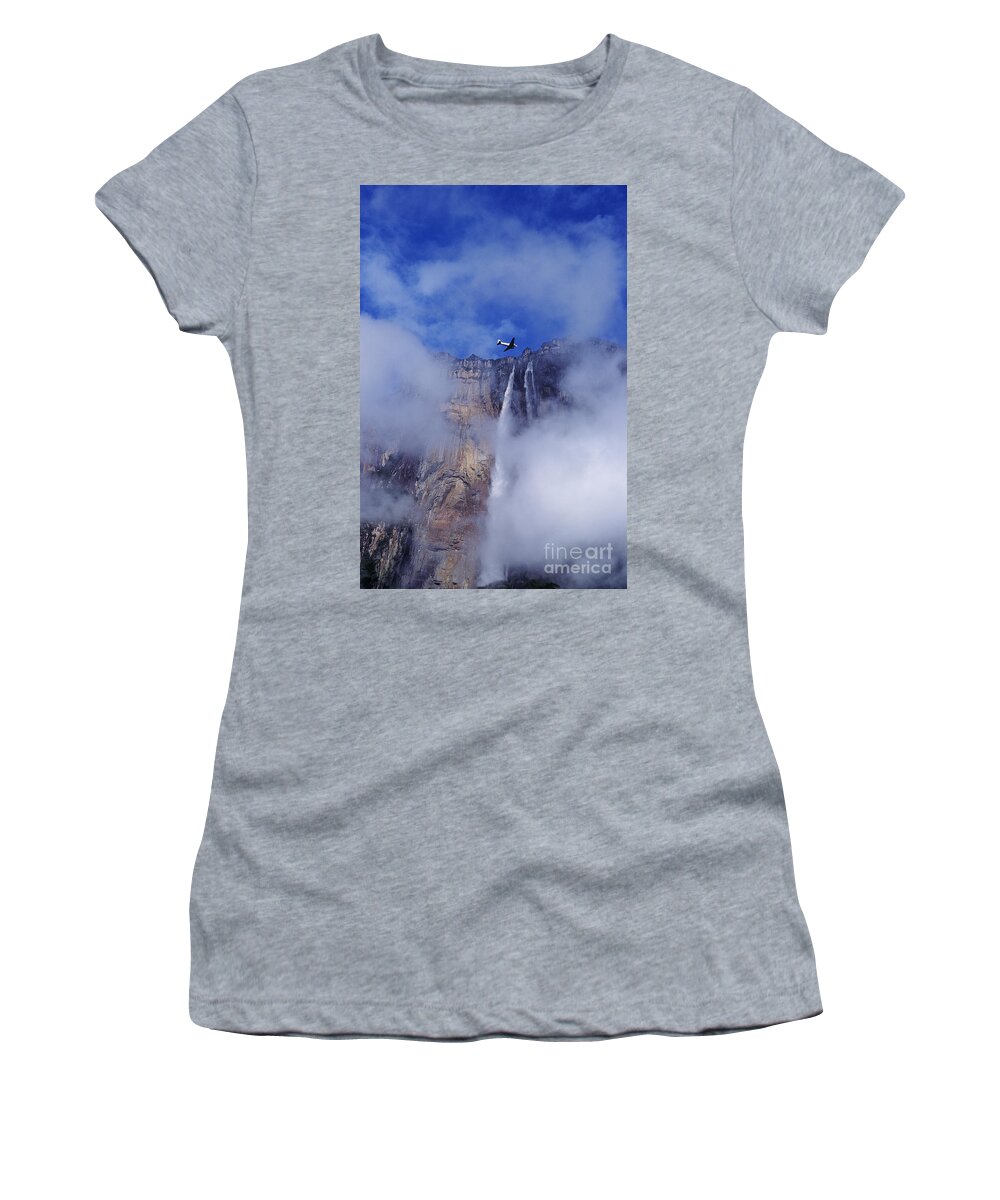 Angel Falls Women's T-Shirt featuring the photograph DC3 overflying Angel Falls Venezuela by Dave Welling