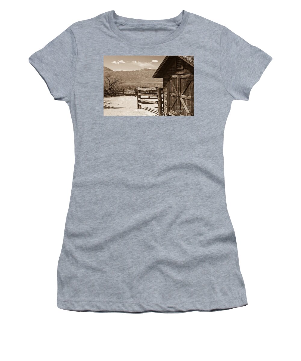 Abandoned Women's T-Shirt featuring the photograph Death vally from Scotty's ranch by Dan Hartford