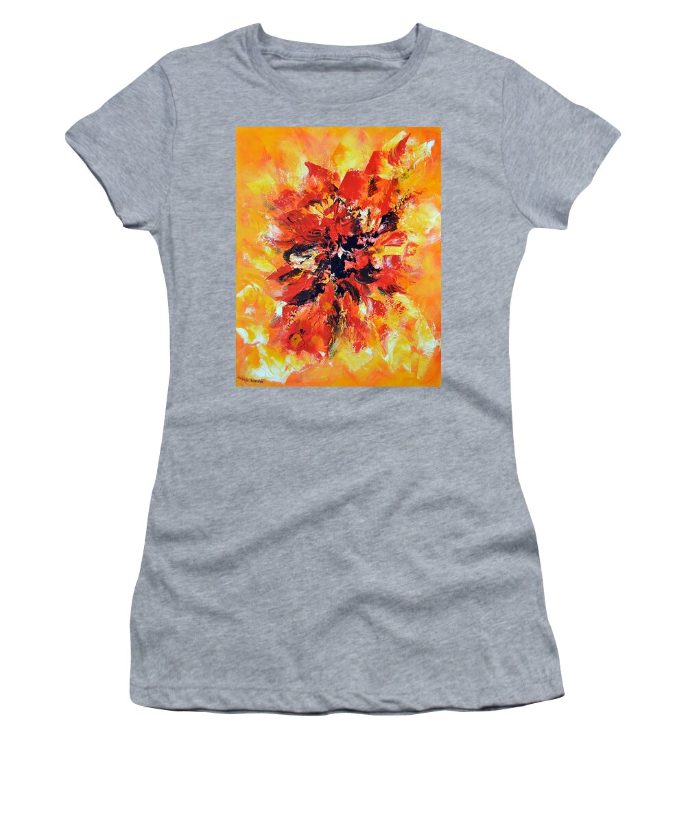 Abstract Women's T-Shirt featuring the painting Declaration d'amour by Isabelle Vobmann