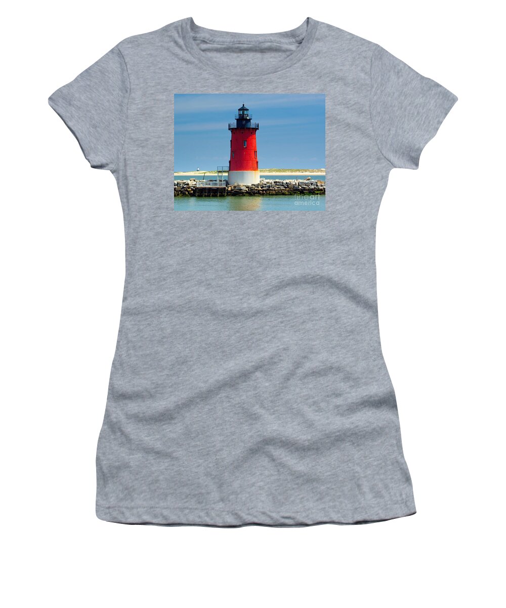 Breakwater Women's T-Shirt featuring the photograph Delaware Breakwater Lighthouse by Nick Zelinsky Jr
