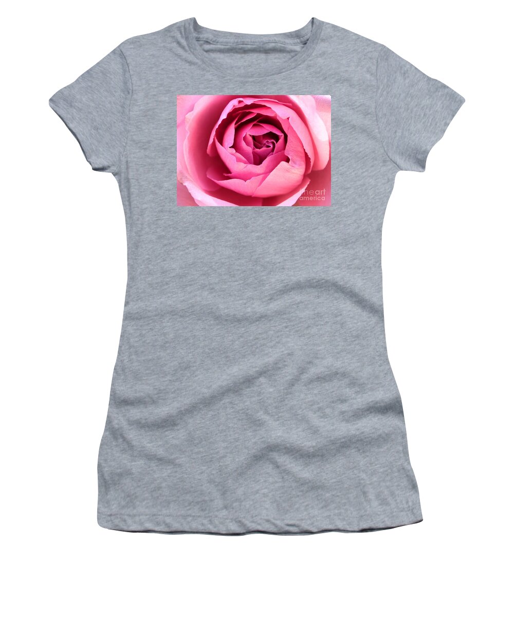 Pink Women's T-Shirt featuring the photograph Delicate Pink Floral Rose Abstract by Judy Palkimas