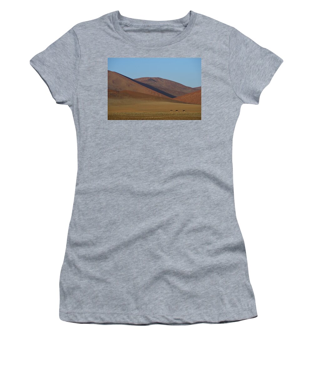 Struthio Camelus Women's T-Shirt featuring the photograph Desert Running by Tony Beck