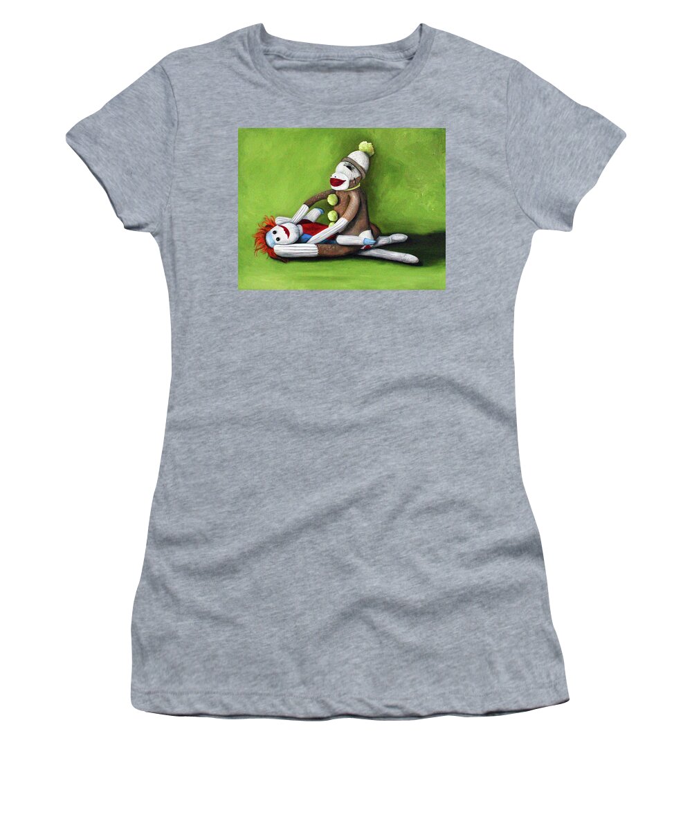 Sock Doll Women's T-Shirt featuring the painting Dirty Socks by Leah Saulnier The Painting Maniac