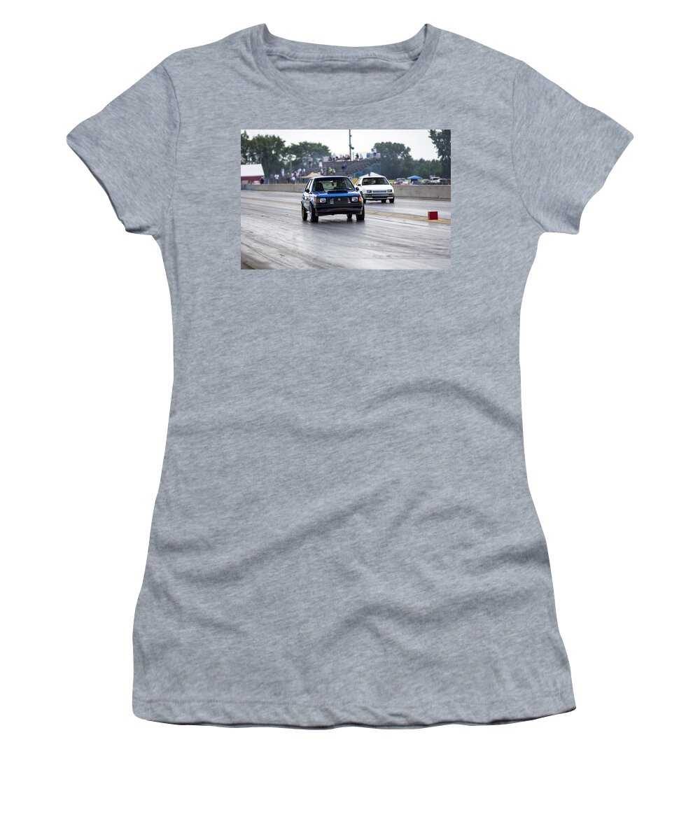 Dodge Women's T-Shirt featuring the photograph Dodge Omni GLH vs RWD Dodge Shadow - Without Times by Josh Bryant