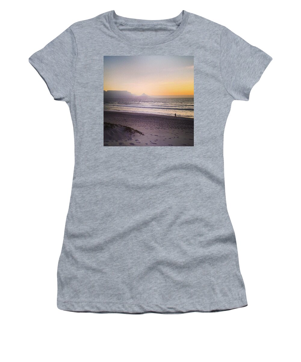 Tablemountain Women's T-Shirt featuring the photograph Dolphin Beach With A View Of Table by Aleck Cartwright