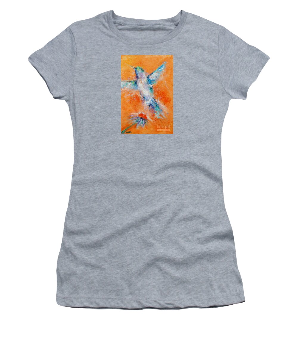 Hummingbird Women's T-Shirt featuring the painting Don't Fly Away by Dan Campbell