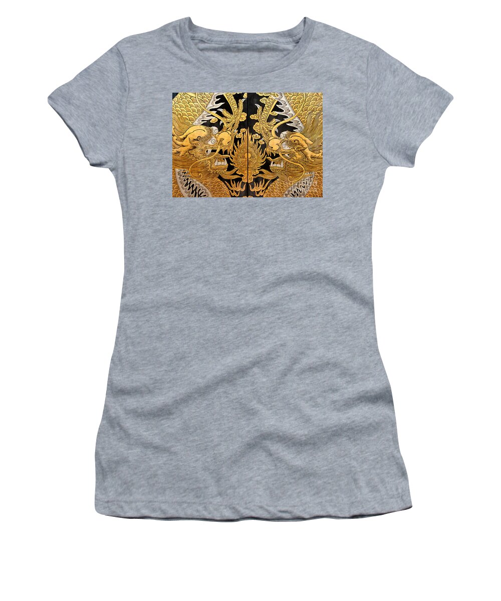 Gold Women's T-Shirt featuring the photograph Door Dragons 01 by Rick Piper Photography