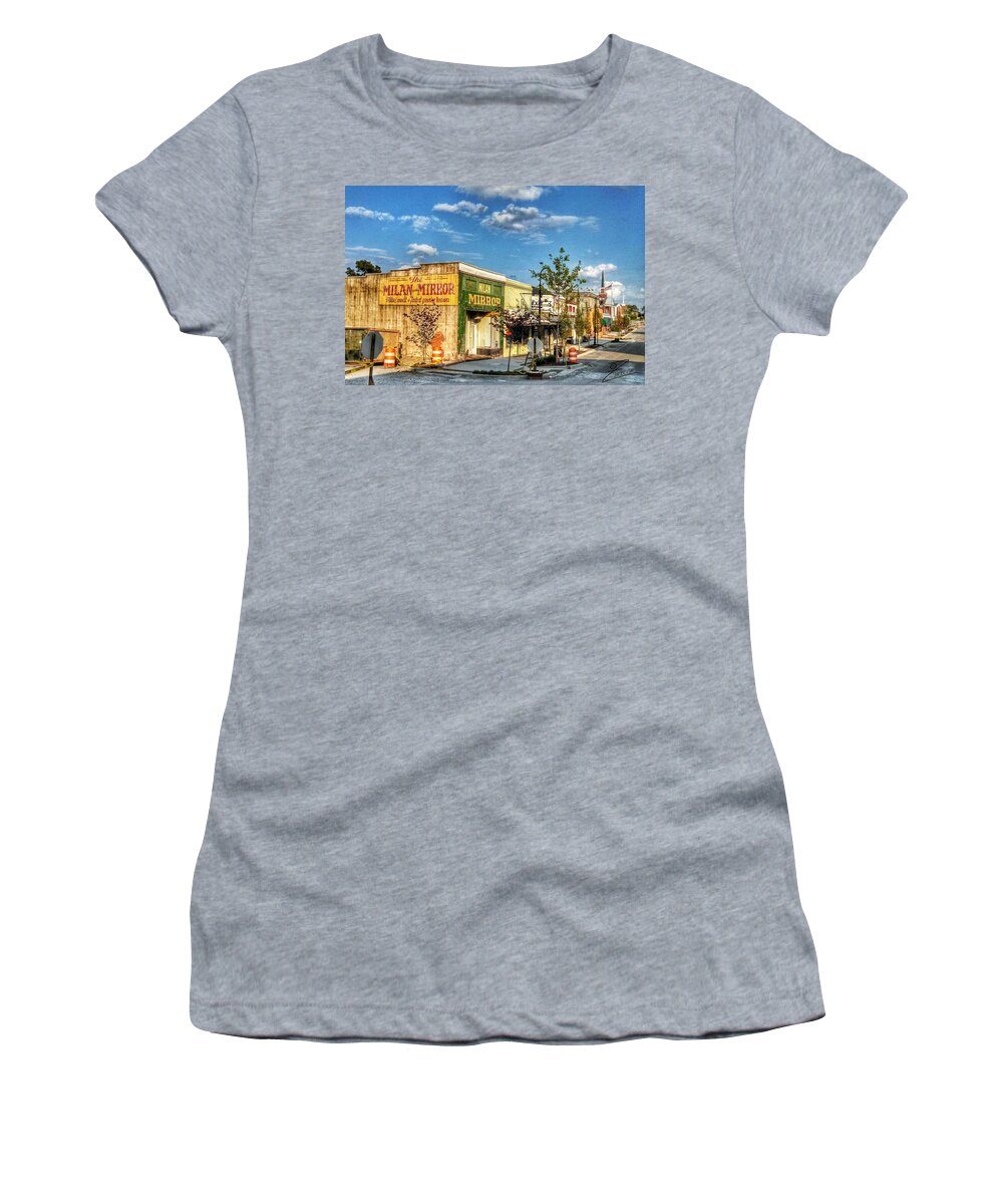 Downtown Women's T-Shirt featuring the photograph Downtown Milan by David Zarecor