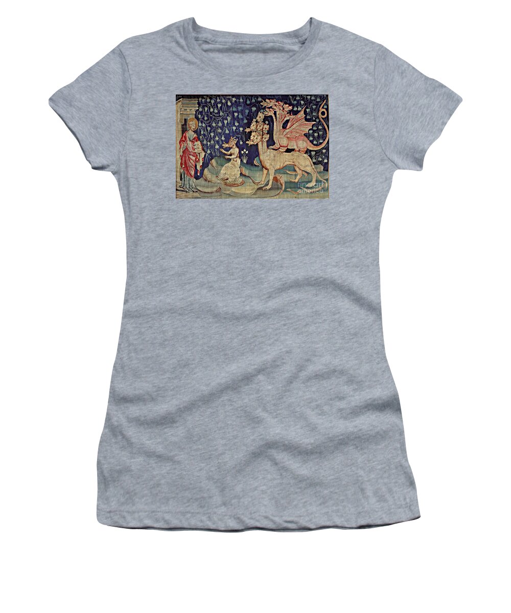 Religion Women's T-Shirt featuring the photograph Dragons Vomiting Frogs, Apocalypse by Photo Researchers