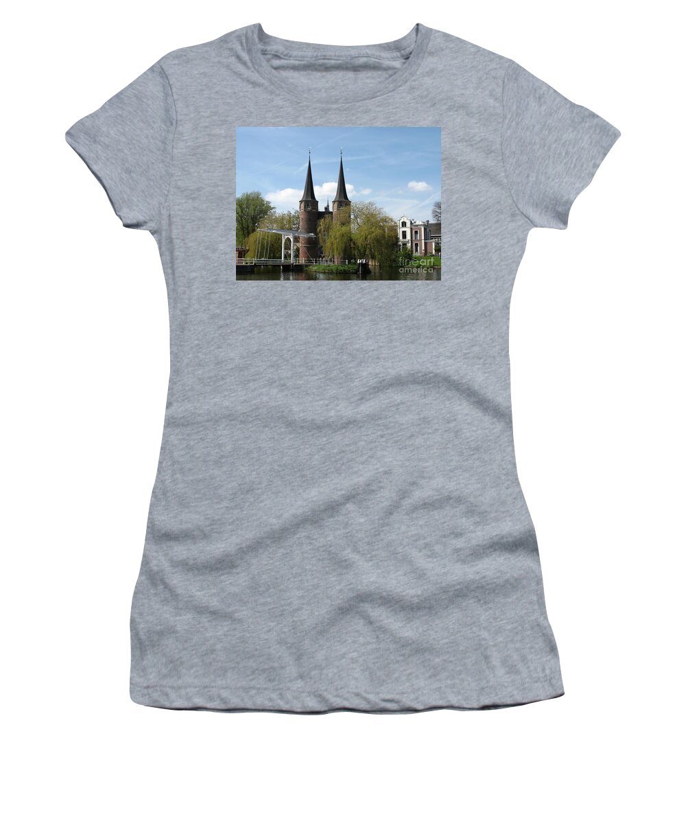 Drawbridge Women's T-Shirt featuring the photograph Drawbridge - Delft - Netherlands by Christiane Schulze Art And Photography
