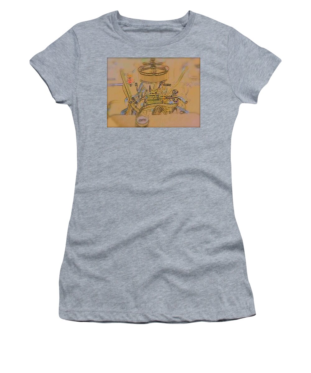 Cars Women's T-Shirt featuring the photograph Drawing Of Old Time Engine by Chris W Photography AKA Christian Wilson