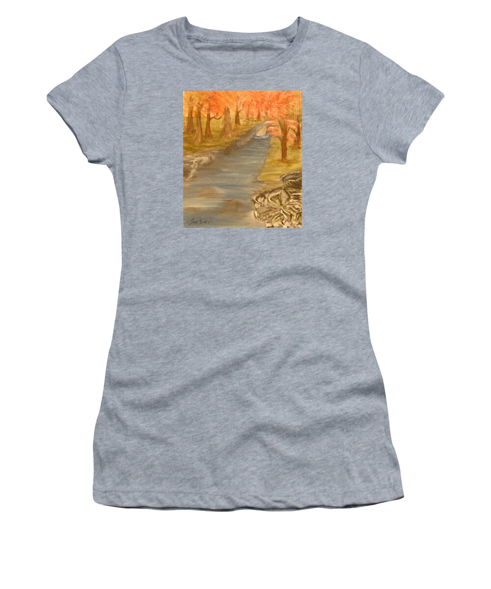 Forest Women's T-Shirt featuring the painting Drifting Away by Suzanne Surber