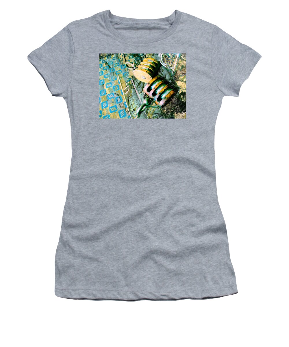 Wooden Pulley Women's T-Shirt featuring the photograph Drop and Give Me 20 by Laureen Murtha Menzl