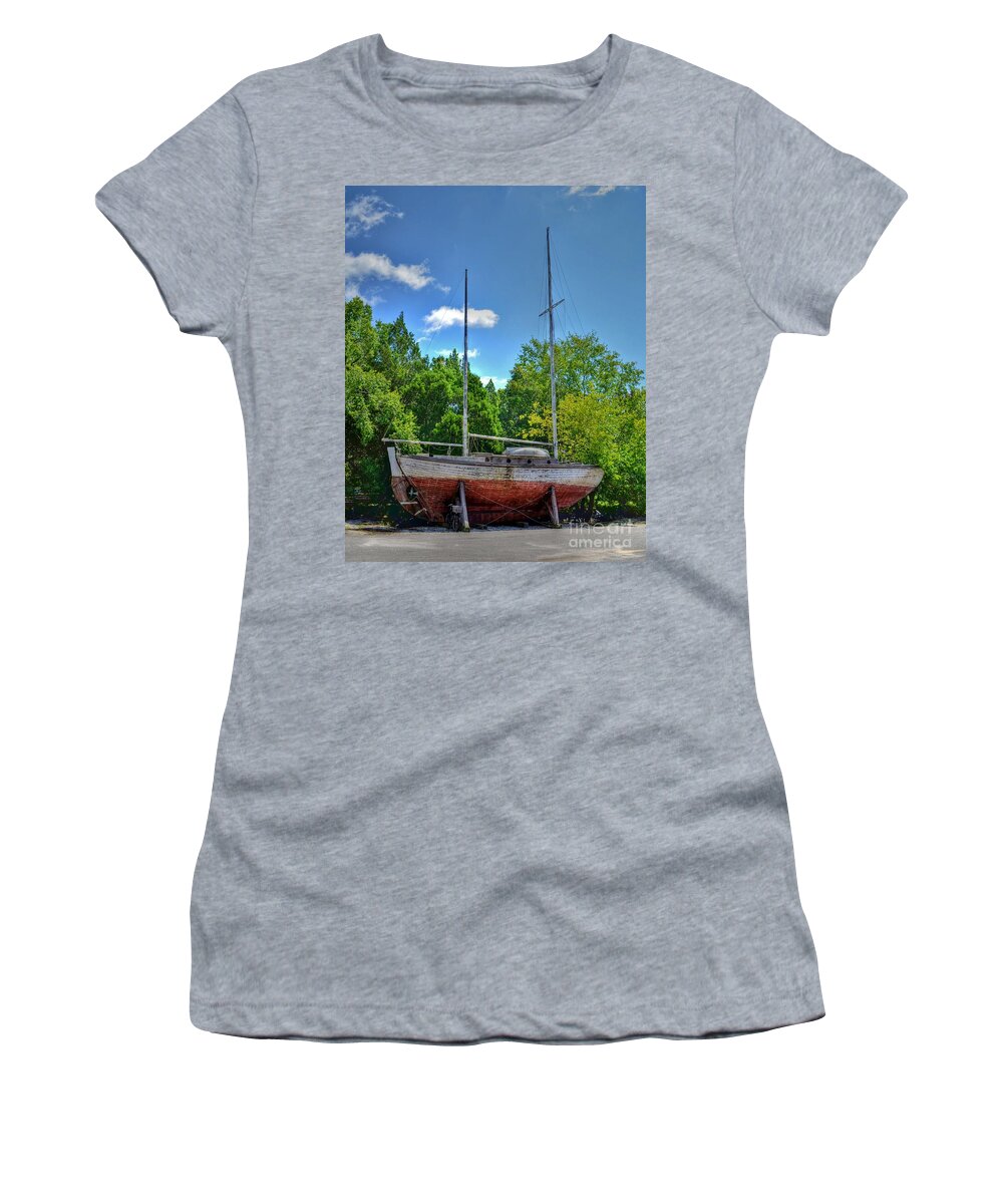Boats Women's T-Shirt featuring the photograph Dry Docked by Kathy Baccari