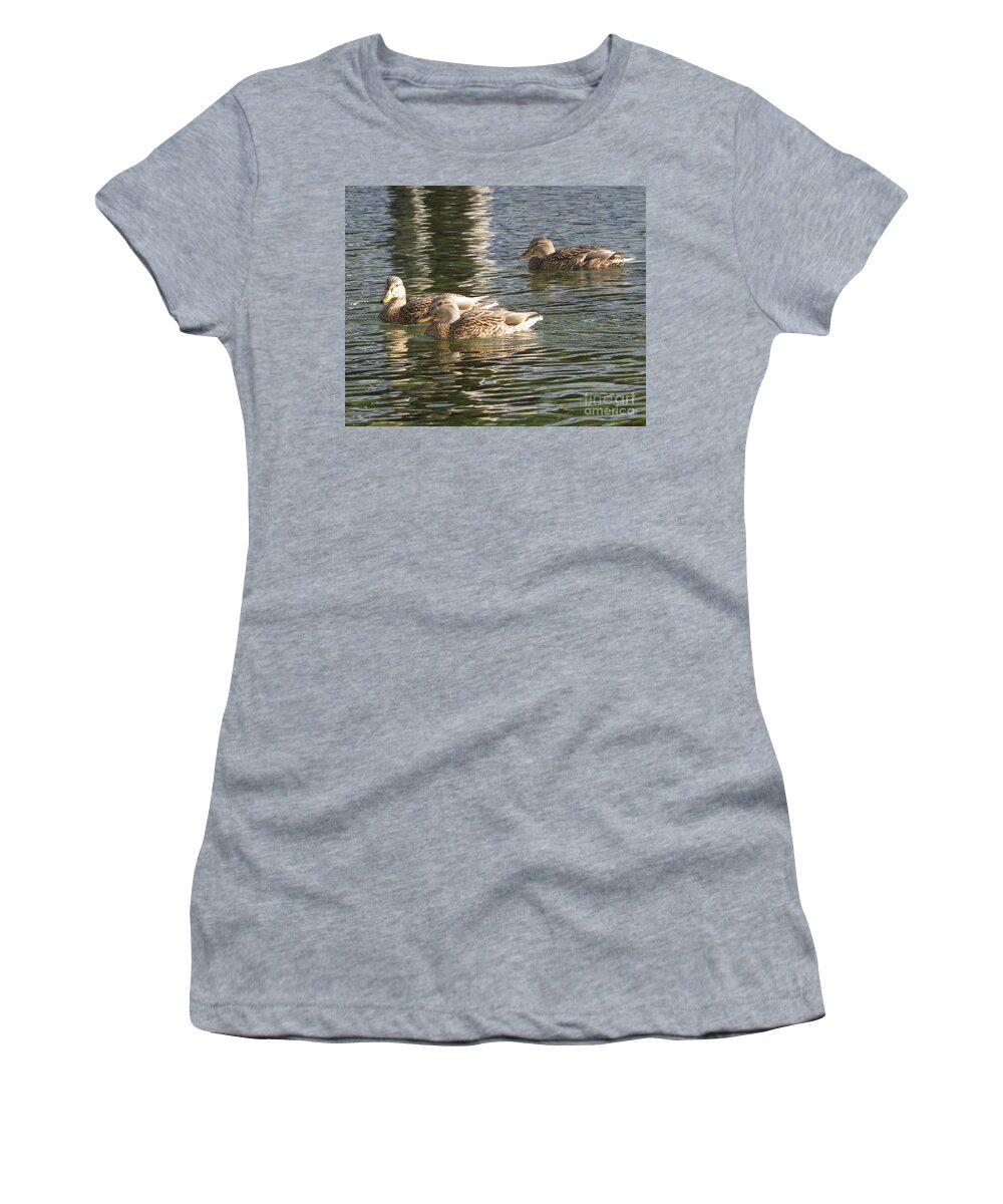 Mallards Women's T-Shirt featuring the photograph Ducks Sunning by Leone Lund