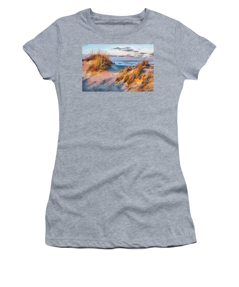 Ocean Women's T-Shirt featuring the painting Dunes by Lynne Jenkins