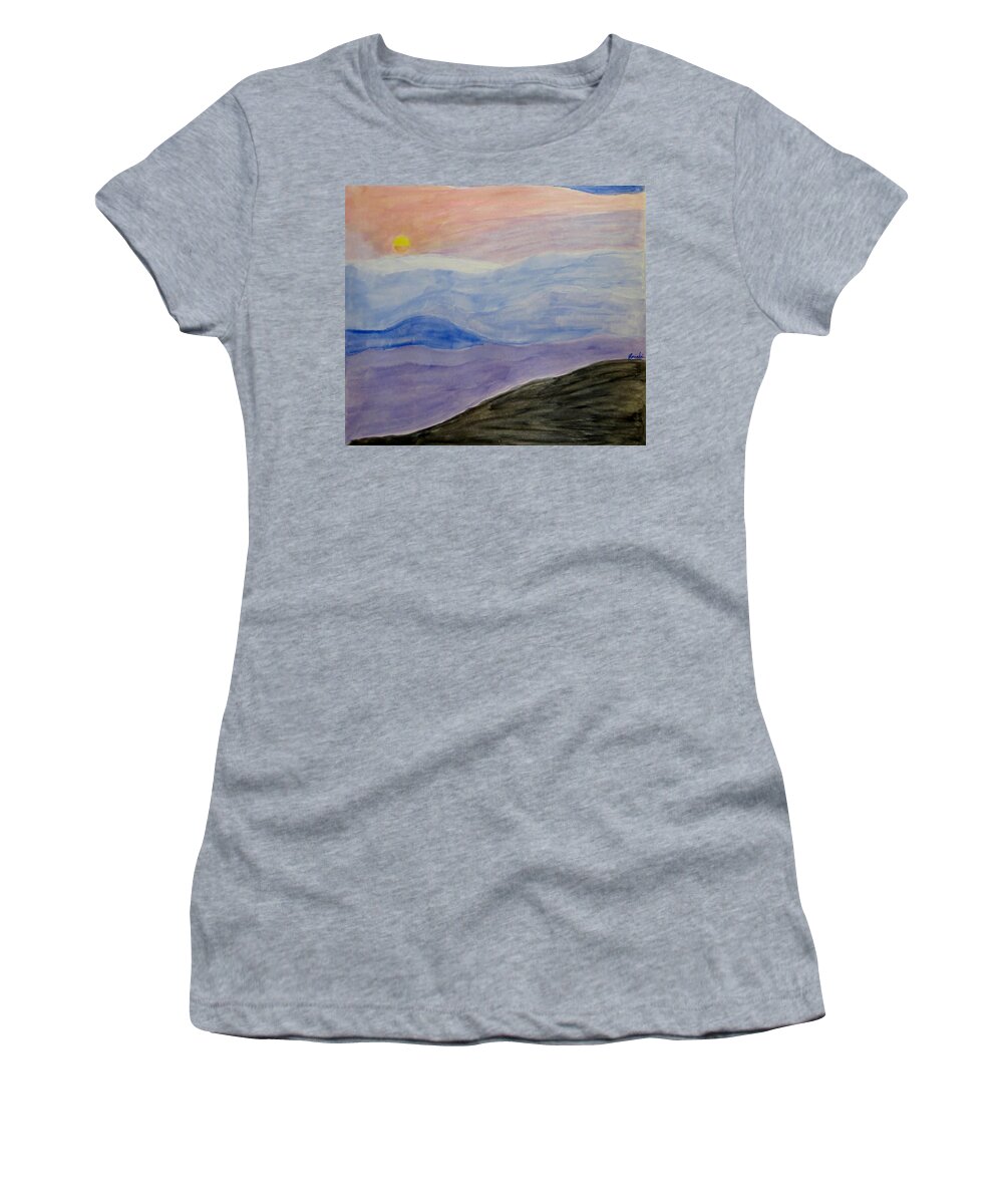 Dreamy Morning Women's T-Shirt featuring the painting Early Sunrise Dream by Sonali Gangane