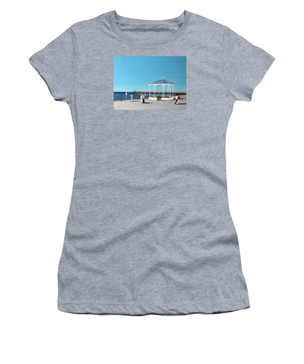 Dun Laoghaire Women's T-Shirt featuring the painting East Pier Bandstand by Tony Gunning