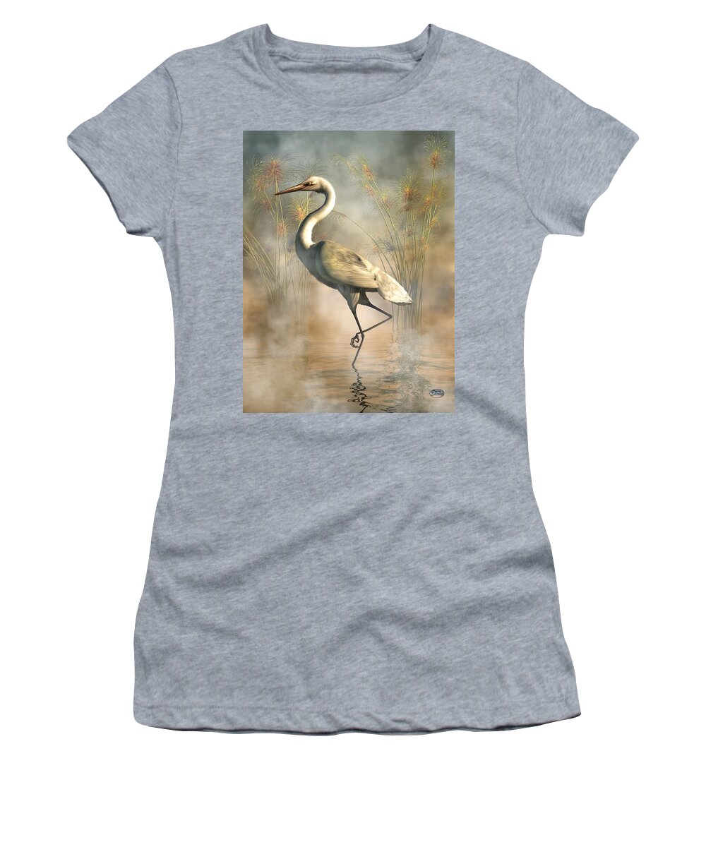 Egret Women's T-Shirt featuring the digital art Egret by Daniel Eskridge