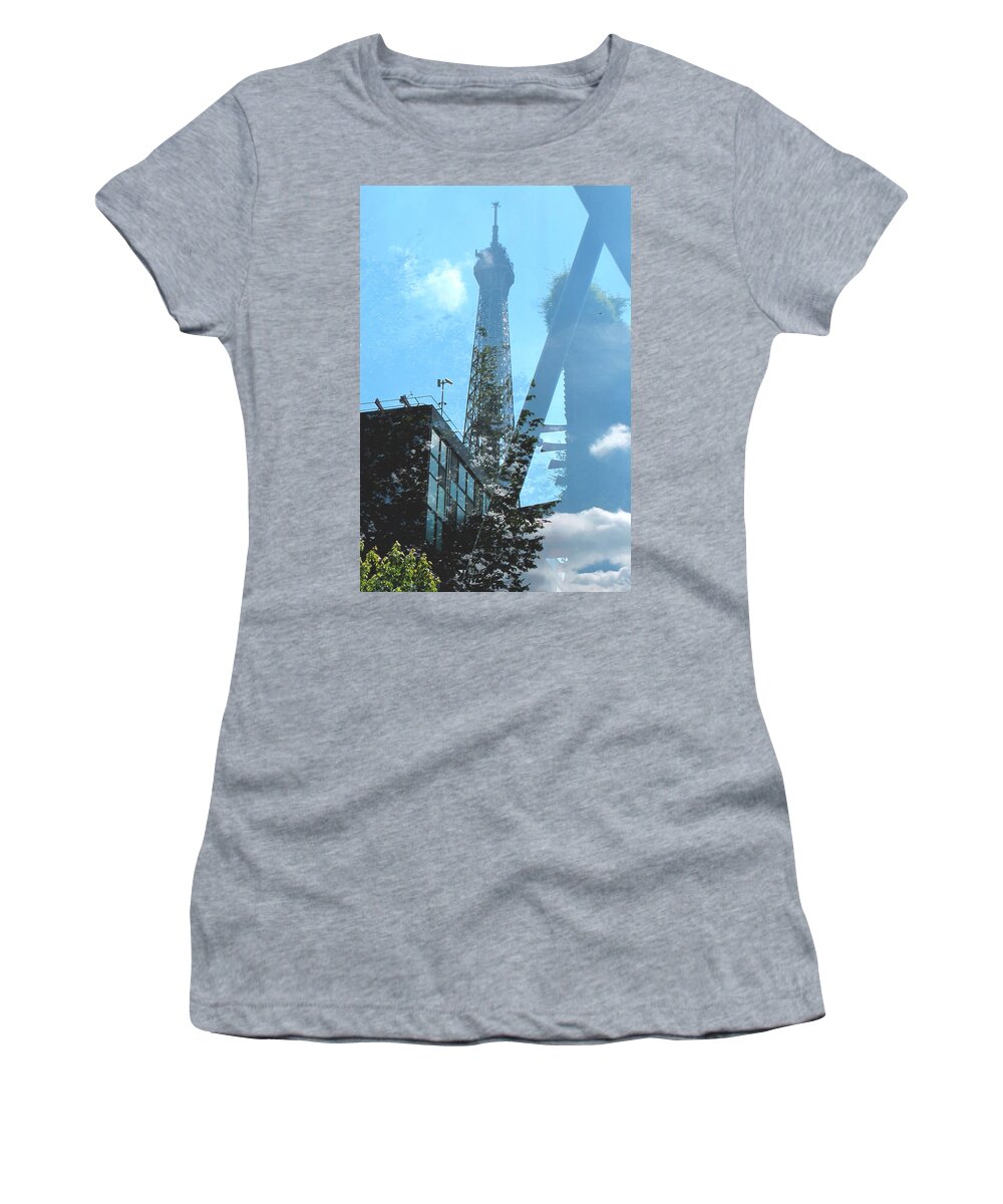 Paris Women's T-Shirt featuring the photograph Eiffel Collage by Kathy Corday