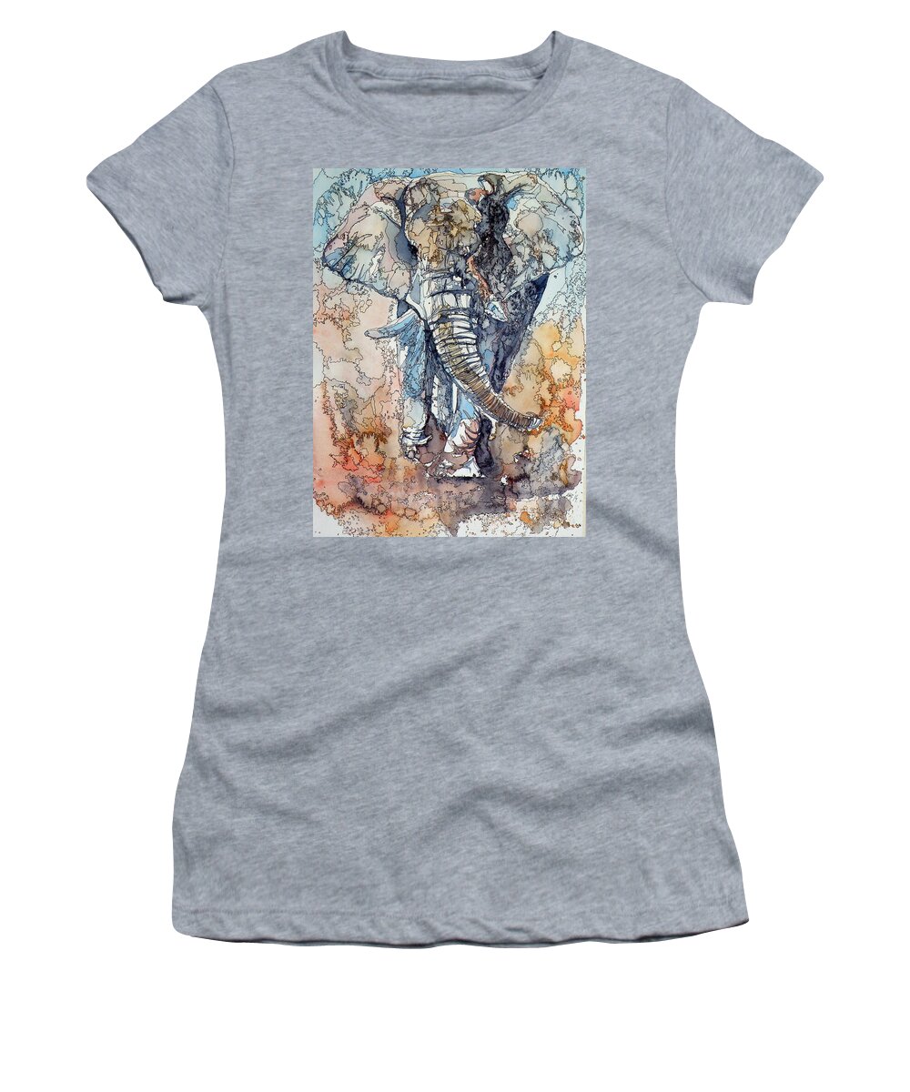 Elephant Women's T-Shirt featuring the painting Elephant by Kovacs Anna Brigitta