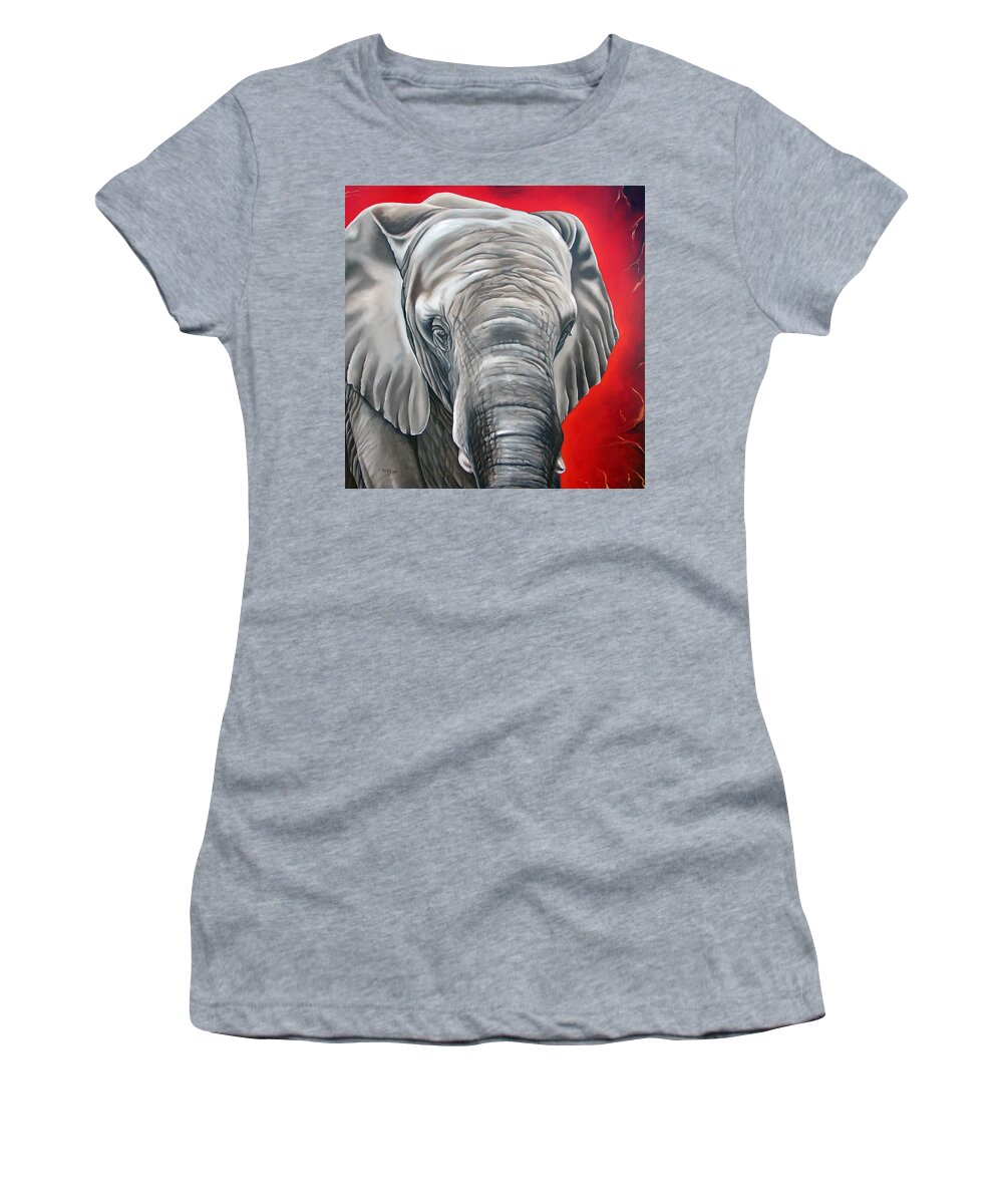 Elephant Women's T-Shirt featuring the painting Elephant six of eight by Ilse Kleyn
