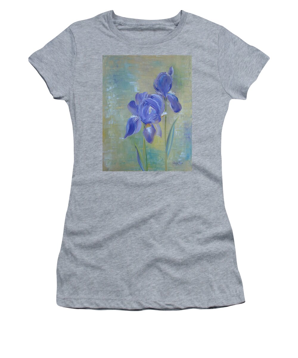 Irises Women's T-Shirt featuring the painting Elizabeth's Irises by Judith Rhue
