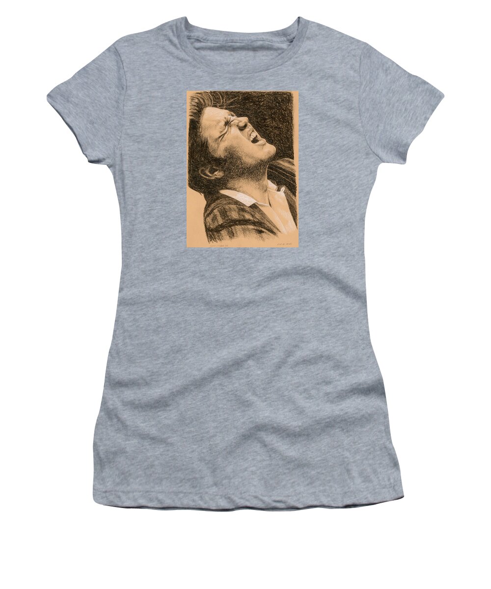 Elvis Women's T-Shirt featuring the drawing Elvis Studio '56 by Rob De Vries